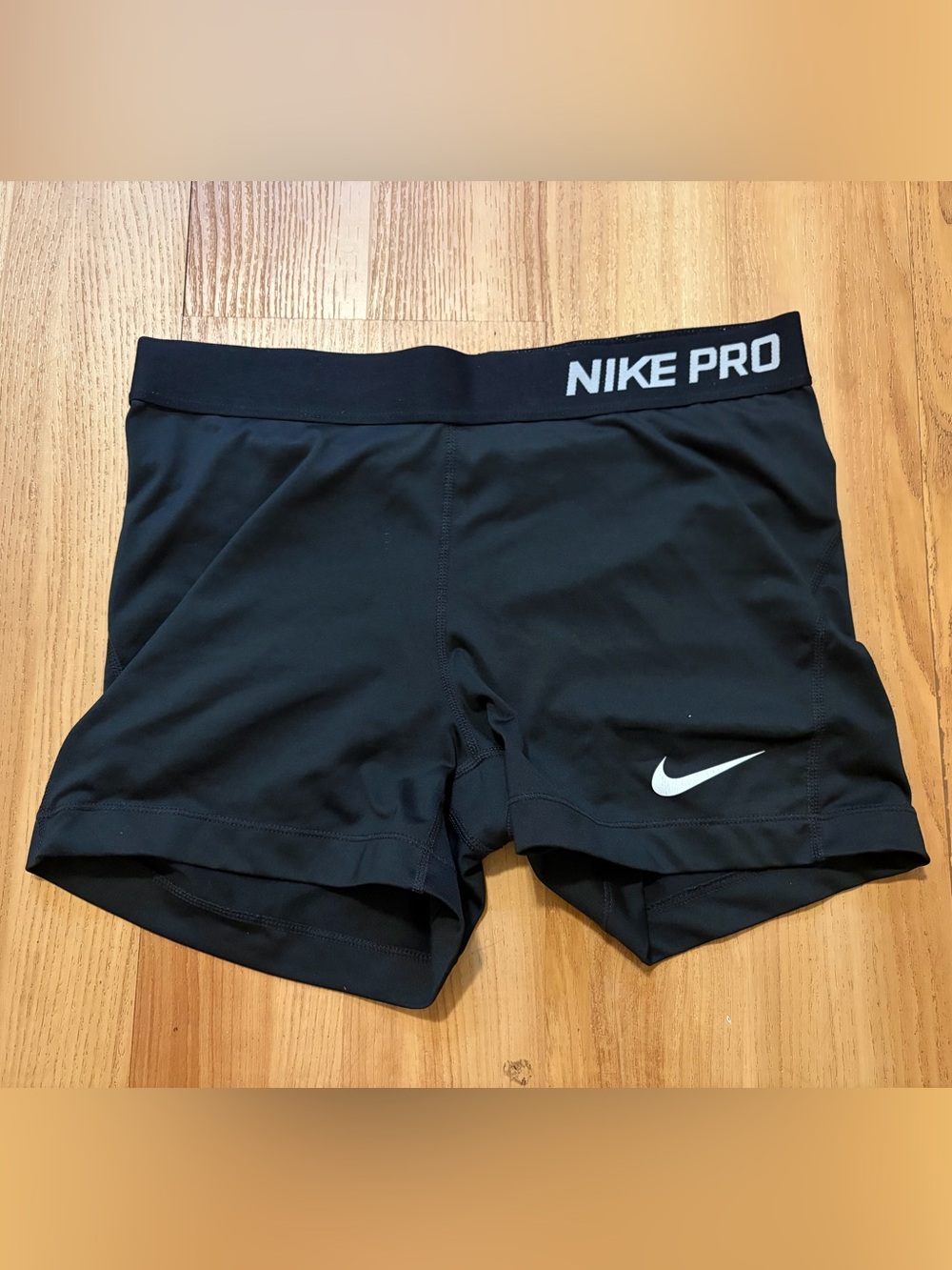 Nike Black Performance Compression Shorts with White Logo Print